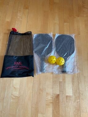 Pickleball Paddle Set with Carry Bag - Black Paddles & Yellow Balls, NWT